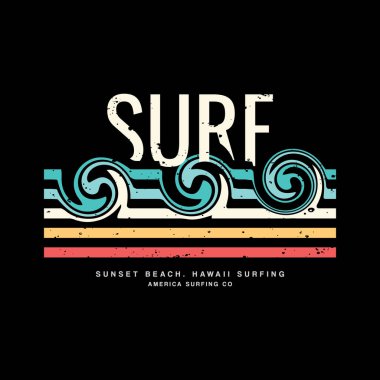 Harf grafiklerinin vektör çizimi, sörf, yaratıcı kıyafetler, tişört, gömlek, kapüşon vs. tasarımı için mükemmel.