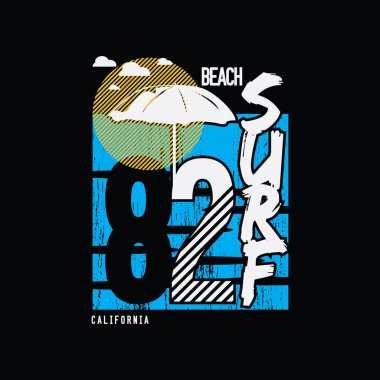 Sörf vektörü illüstrasyonu ve tipografi, tişörtler, kapüşonlular, baskılar vs. için mükemmel.