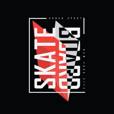 SKATEBOARD, çizim tipografisi. Gömlek tasarımı için mükemmel.