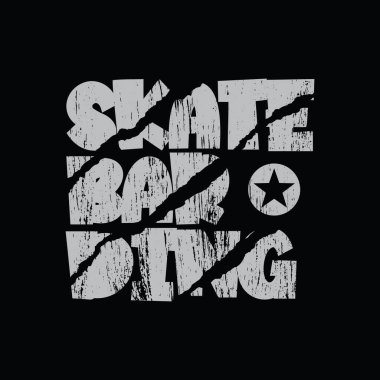 SKATEBOARDING, çizim tipografisi. Gömlek tasarımı için mükemmel.