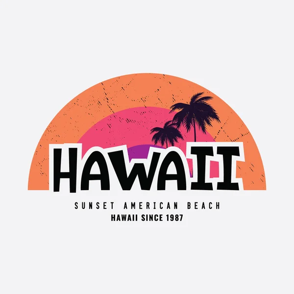Hawaii 插图排版 完美的T恤衫设计 — 图库矢量图片
