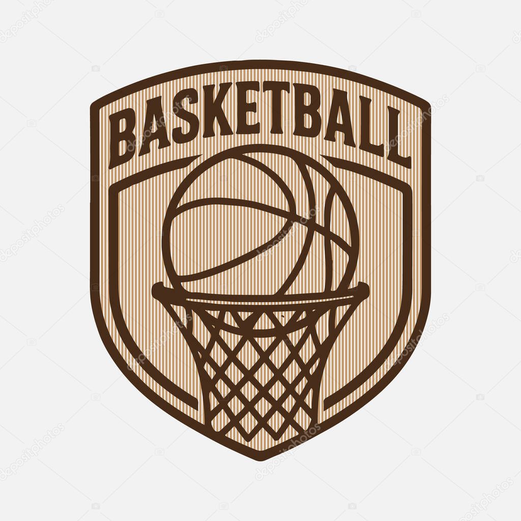 Basketball Badge Emblem Design  Vintage Line Art Logo, t shirt design