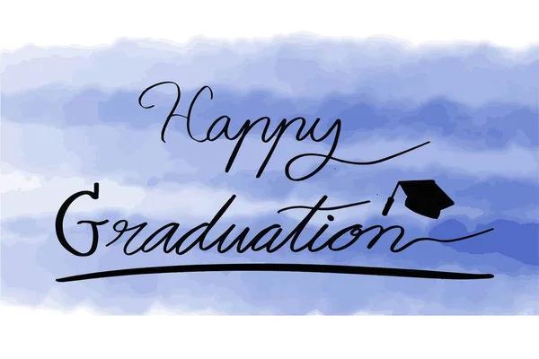 Font Lettering Calligraphy Hand Written Happy Graduation Smoke Blue Color — Stock Vector