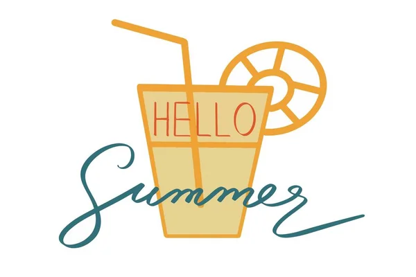 Hello Summer Relax Enjoy Font Paint Draw Beach Sun Calligraphy — Vetor de Stock