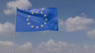 Avrupa bayrağını dalgalandıran Avrupa ülkesi mavi yıldız, altın sarısı dalgalanıyor. Hükümet sancakları, Rus Rusya savaş askeri ekonomisi vatanseverlik Avrupa Birliği Avrupa Birliği 'nin amblemi savaşı.