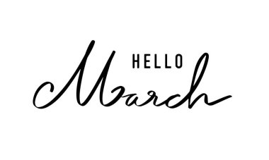 Merhaba Mart yazı tipi yazı tipi el yazısı harf harfleri siyah renk nesne simgesi merhaba Mart takvimi bahar zamanı Aziz Patrick günü bahar sezonu afişi merhaba flora marşı