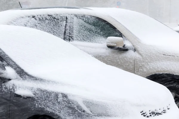 Front of the cars in snow — Stock Photo, Image