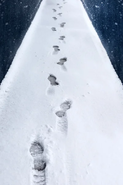 Linie stopy ve sněhu — Stock fotografie