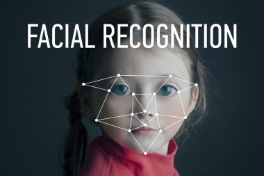 Biyometrik doğrulama - küçük kız yüz tanıma. Tonda