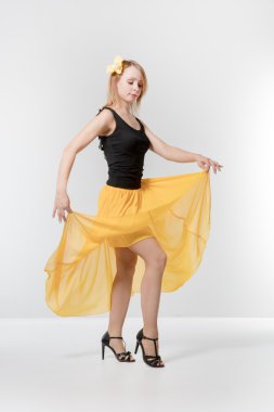 young blonde girl dancing  clipart