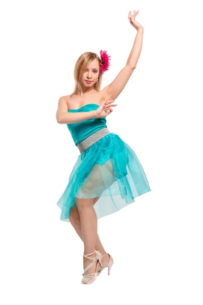 Chica rubia joven bailando — Foto de Stock