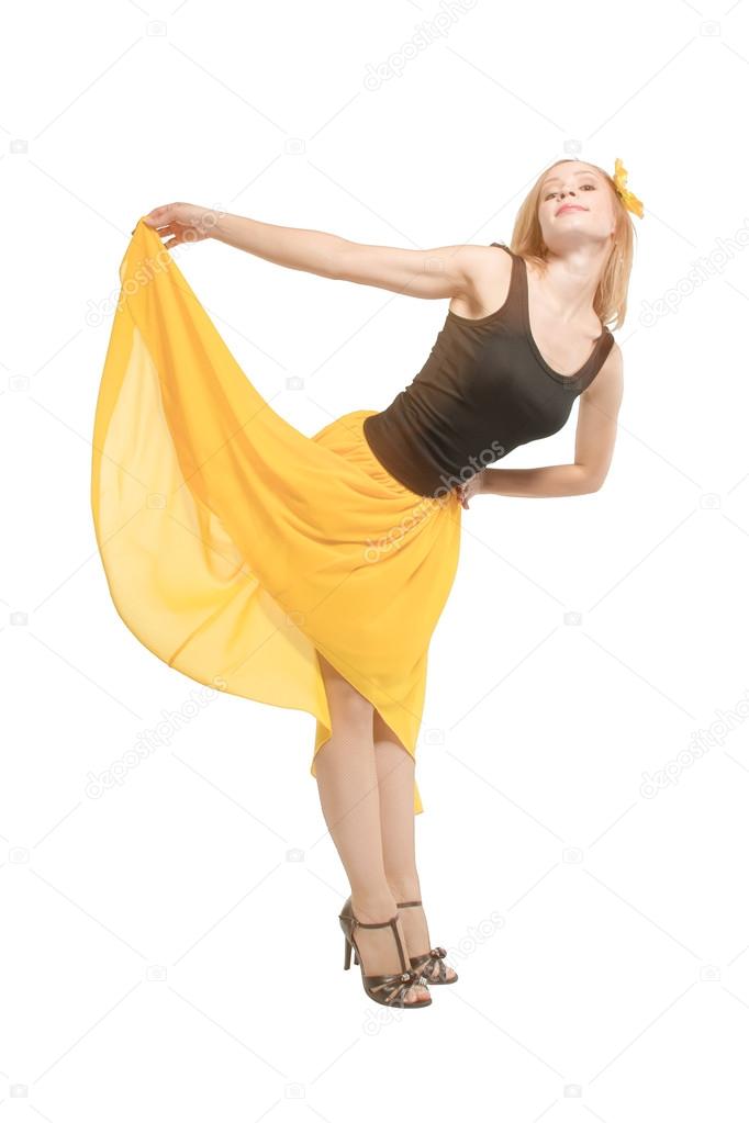 young blonde girl dancing 