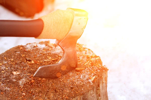 Steel axe with black handle — Stock Photo, Image