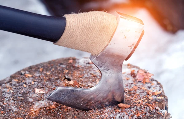 Steel axe with black handle — Stock Photo, Image