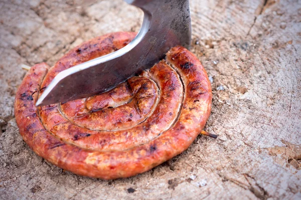 Sausage in form of spiral — Stock Photo, Image