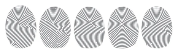 Cinque impronte digitali su sfondo bianco — Foto Stock