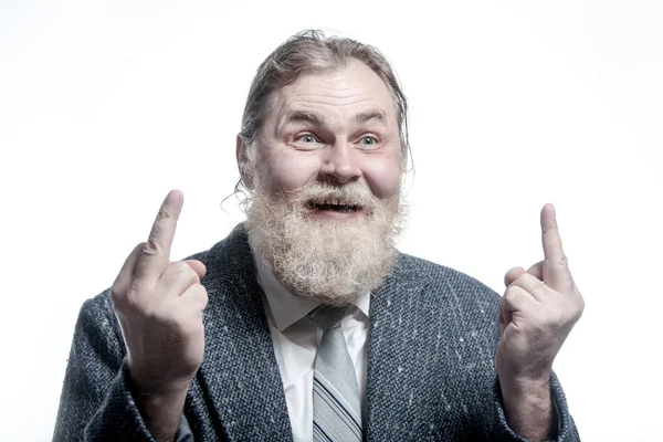 Smiling adult gray-haired man — Stock Photo, Image