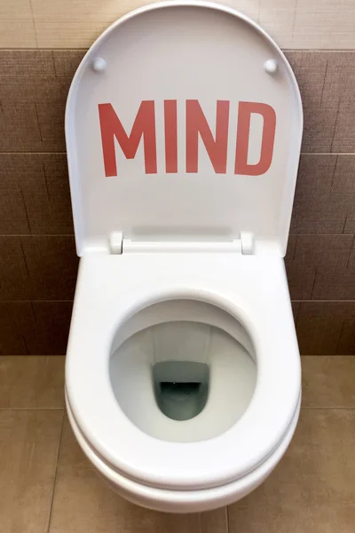 Toilet with an inscription "Mind" — Stock Photo, Image