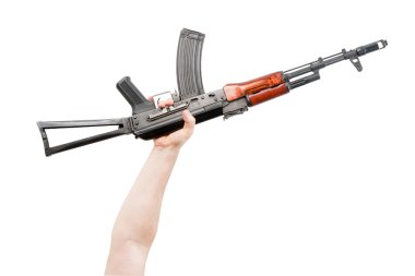 Kalaşnikof tarafından bir elini kaldırdı