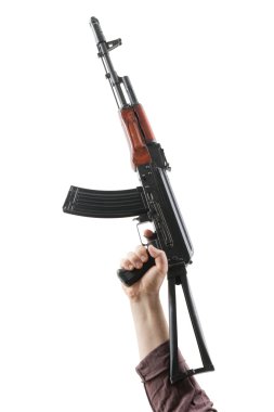 Kalashnikov raised by one hand clipart
