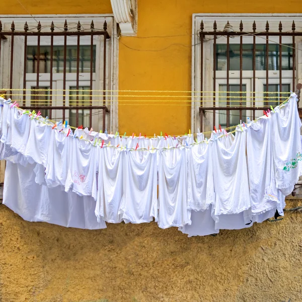 Linen in open balcony — Stock Photo, Image