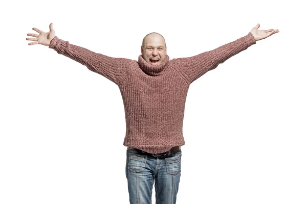 Bald man in sweater — Stockfoto