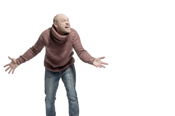 Bald man in sweater — Φωτογραφία Αρχείου