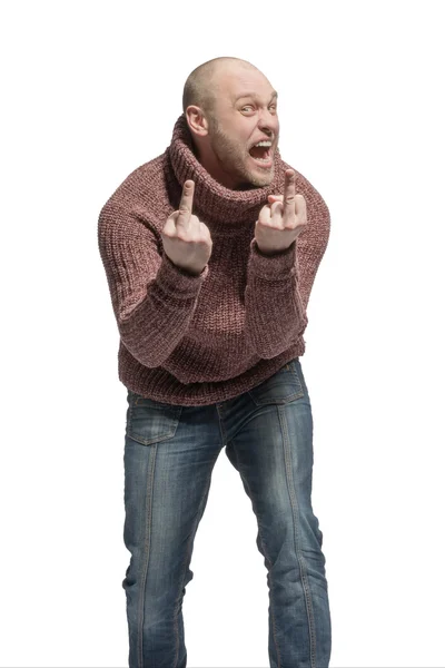 Bald man in sweater — Stockfoto