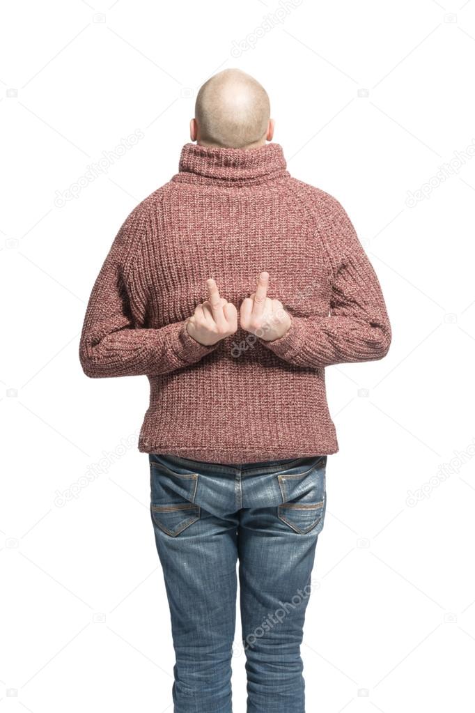 Bald man in sweater