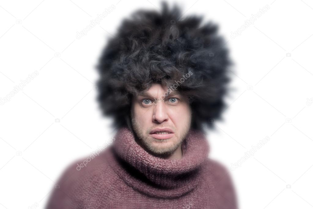 man in fur hat 