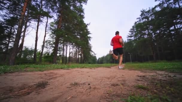 Homem Correr Parque Movimento Lento Esportes Livre — Vídeo de Stock