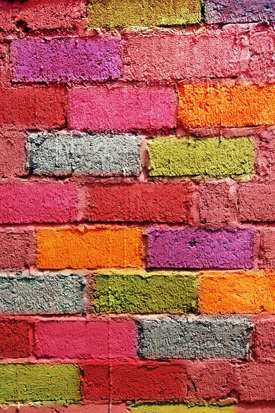 Різнокольорова пофарбована цегляна текстура стін — стокове фото