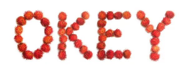 "Tamam" kelimesi rambutans yapılmış — Stok fotoğraf