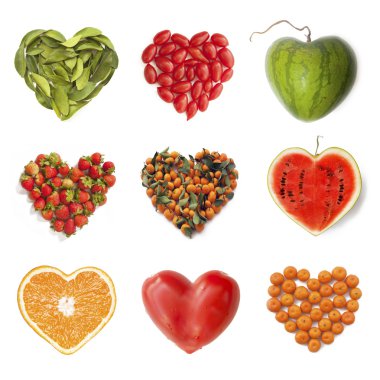 Heart-shaped fruits clipart