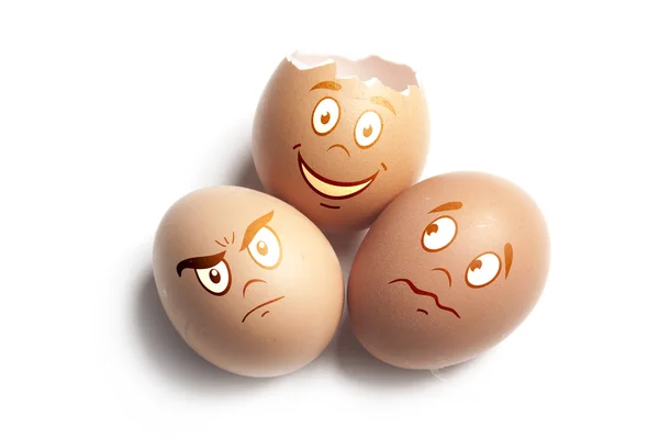Ovos partidos em branco — Fotografia de Stock