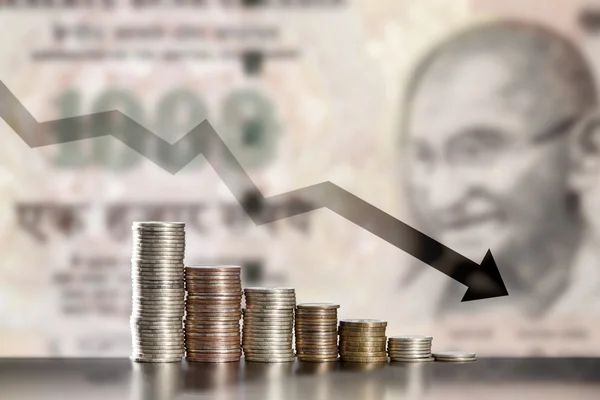 Ammortamento della rupia indiana — Foto Stock