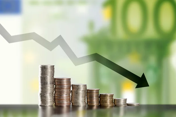 Depreciation of the euro — Stock Photo, Image