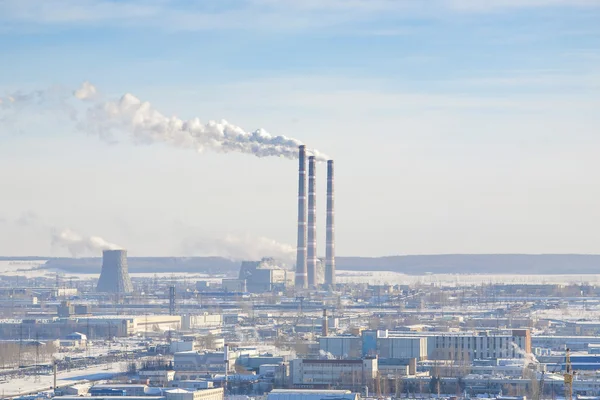 View of the factory with smoking chimneys — Stock Photo, Image
