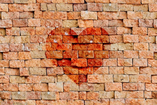 Bricks texture with heart — Stock Photo, Image