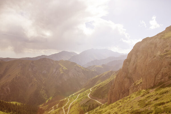 Mountain pass, winding road