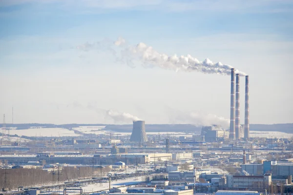 View of the factory with smoking chimneys — Stock Photo, Image