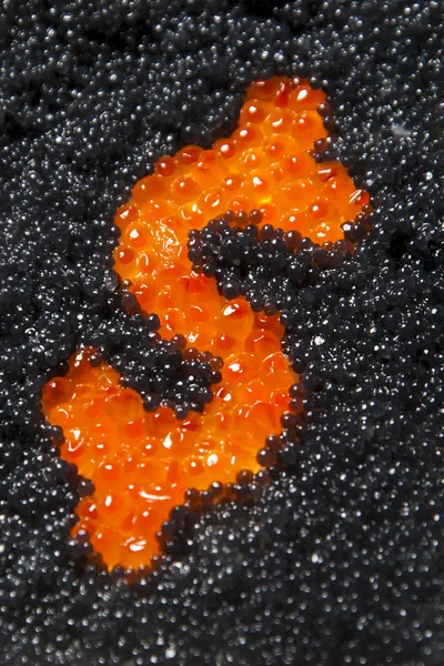 Dollar sign from red caviar — Stock Photo, Image