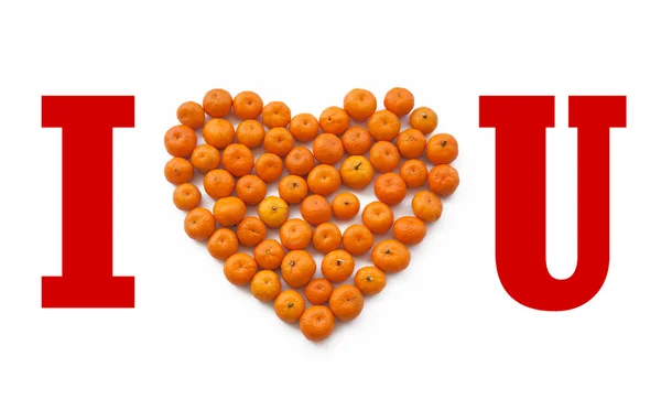 Heart made of mandarines — Stock Photo, Image