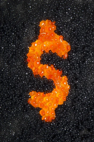 Dollar sign from red caviar — Stock Photo, Image