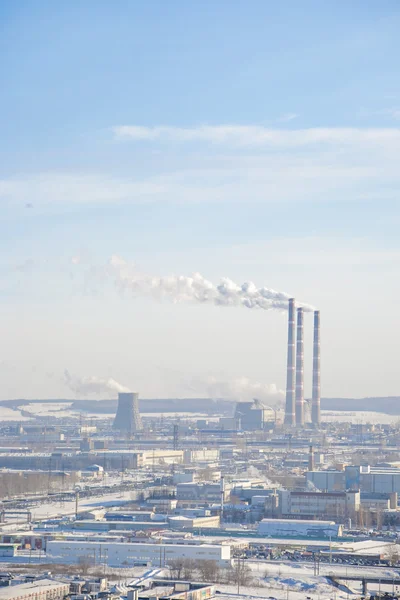 View of the factory with smoking chimneys — Stock Photo, Image