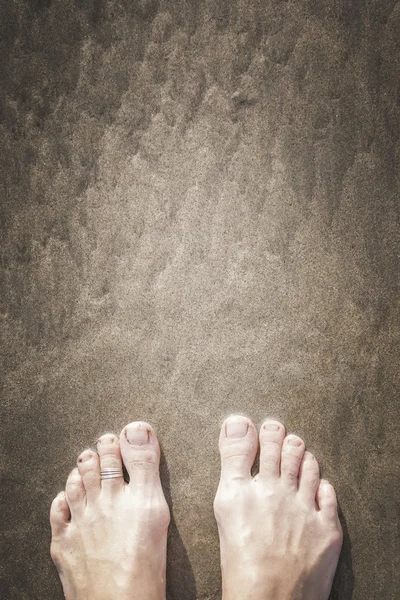 Stóp na piasku plaży — Zdjęcie stockowe