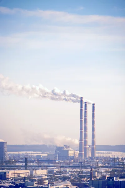 View of the factory with smoking chimneys — Stock Photo, Image