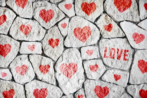 Stone with a red hearts — Stock Photo, Image