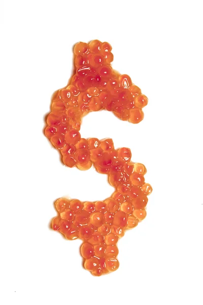 Dollar sign from red caviar — Stock Photo, Image