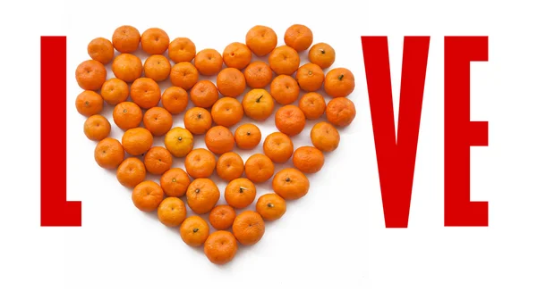 Heart made of mandarines — Stock Photo, Image